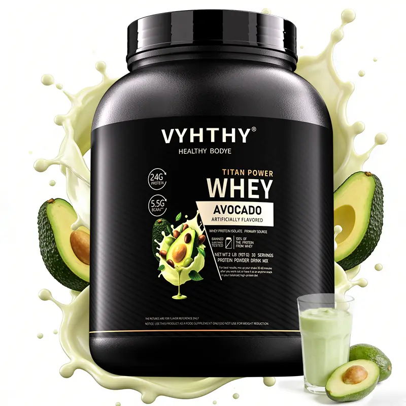 VYHTHY Whey Protein Powder - Avocado Flavor, 24g Protein, 3.5g BCAAs, Sugar-Free, High-Quality Isolate & Concentrate Blend, Dietary Healthcare Fitness Supplement for Muscle Growth & Recovery
