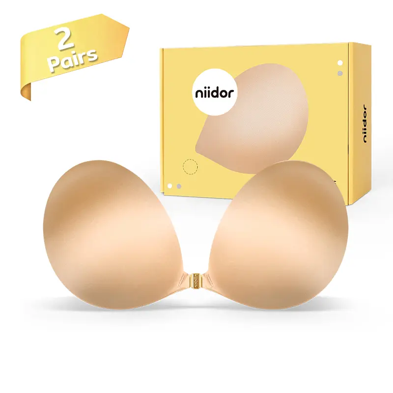 silicone bra for backless dress Niidor, Strapless Sticky Bra, C, Beige, Reusable Backless Dress Wear