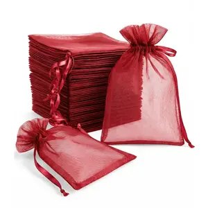 Wudygirl 5x7-inch organza bags with satin drawstrings, pack of 100. Perfect for parties and weddings as reusable gift bags. Transparent design, non-toxic, high-quality gift bags. Elegant gift packaging
