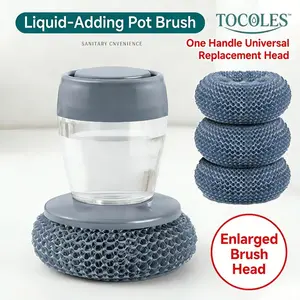 Automatic Soap Dispenser Kitchen Brush, Comfortable Palm Handle Scrub Brush for Pot Bowl and Sink Cleaning
