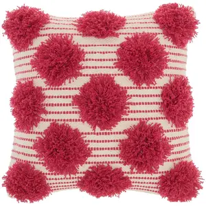 18"x18" Life Styles Tufted Pom Poms Square Throw Pillow Pink - Mina Victory