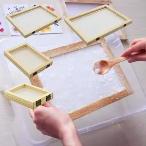 4 sizes 2-in-1 wooden paper screen molds and decks for DIY paper crafts made of wood, Wood made paper frame, handmade DIY material mesh frame