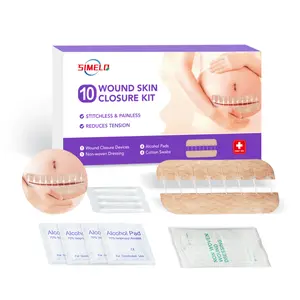 SIMELO Wound Skin Closure Kit (10-Piece Set, Includes 1 Closure Strip with 8 Adjustment Locks) – Stitchless & Painless Alternative to Stitches, Adjustable Tension, Basic First Aid Solution for Minor Cuts & Wounds