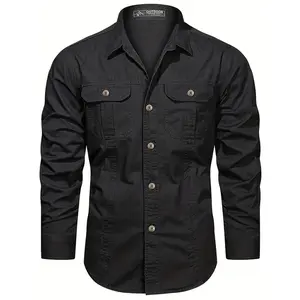 [Four-Season Relaxed Fit Shirt Jacket] Men's Casual Outdoor Work Shirt Jacket With Pockets, Relaxed Fit Long Sleeve Shirt, Four-Season Wear