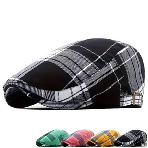 Lightweight Breathable Plaid Beret Hat for Women - Vintage British Style, Black & White Check Pattern, Perfect for Spring & Summer, Casual or Stylish Outfits, Casual Headwear |       Vintage Beret |       Lightweight Hat