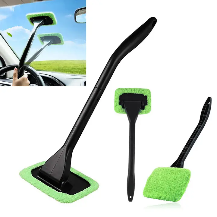 Adjustable Glass Cleaning Brush with Long Handle, Glass Washer Brush for Dry & Moist Wipe, Car Windshield Brush, Car Window Cleaning Tool, Cleaning Ga