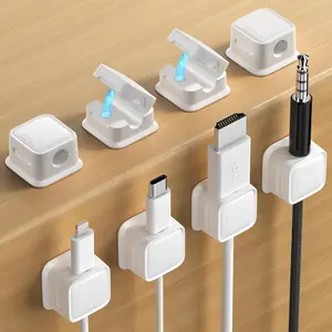 6 Counts Data Cable Fixer Desktop Accessories Office Supplies Summer Gift Ideas Multi-Functional Charging Cable Storage Box Self-Adhesive Organizer Holder for Home Office