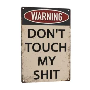 Vintage Aluminum Sign:  "Don't Touch Warning" Retro Industrial Decor for Man Caves, Garages, Workshops, Home Office 8 x 12 Inch Decorative Plaque