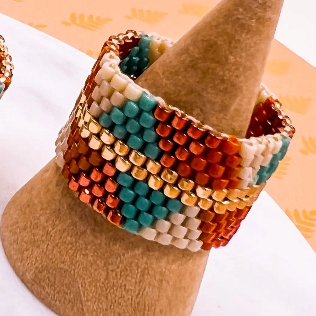 Peyote Stitch Ring With Miyuki Beads size 8