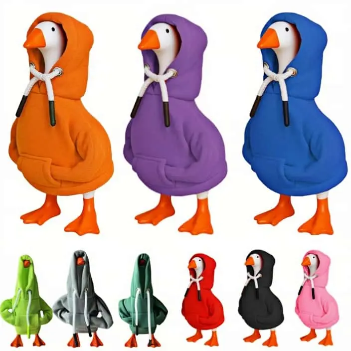 7-in Miniature Magnetic Desk Goose Costume Set - Polyester Soft Hoodie Outfit with Adjustable Hood, Cozy Fabric, Careful Stitching, Pocket for Tabletop Decorating (Toys & Hobbies DIY Specialty Supply)