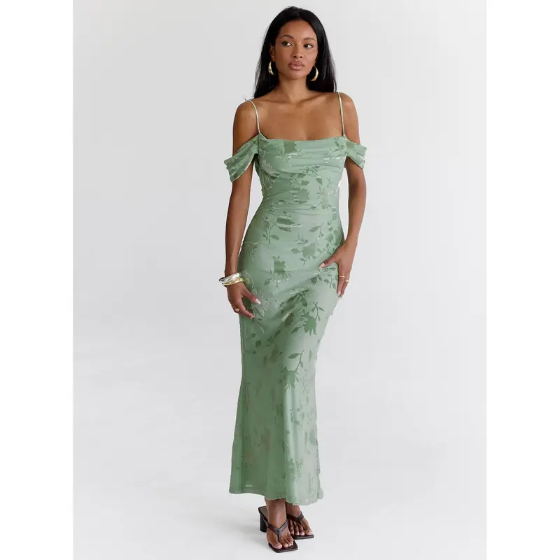 off the shoulder bodycon maxi dress Off-Shoulder 3D Floral Bodycon Maxi Dress