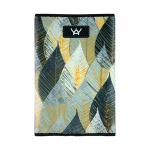 212 MAIN Men's 1096 Model Minimalist Eco-Polyester RFID-Block Slim Credit Card Wallet - Fashion, Flexible, Durable, Stylish, Secure-Hold Front Pocket Design, Golden Leaves Print (Fashion & Flexible Men's Wallets), Fashion Men's Wallets