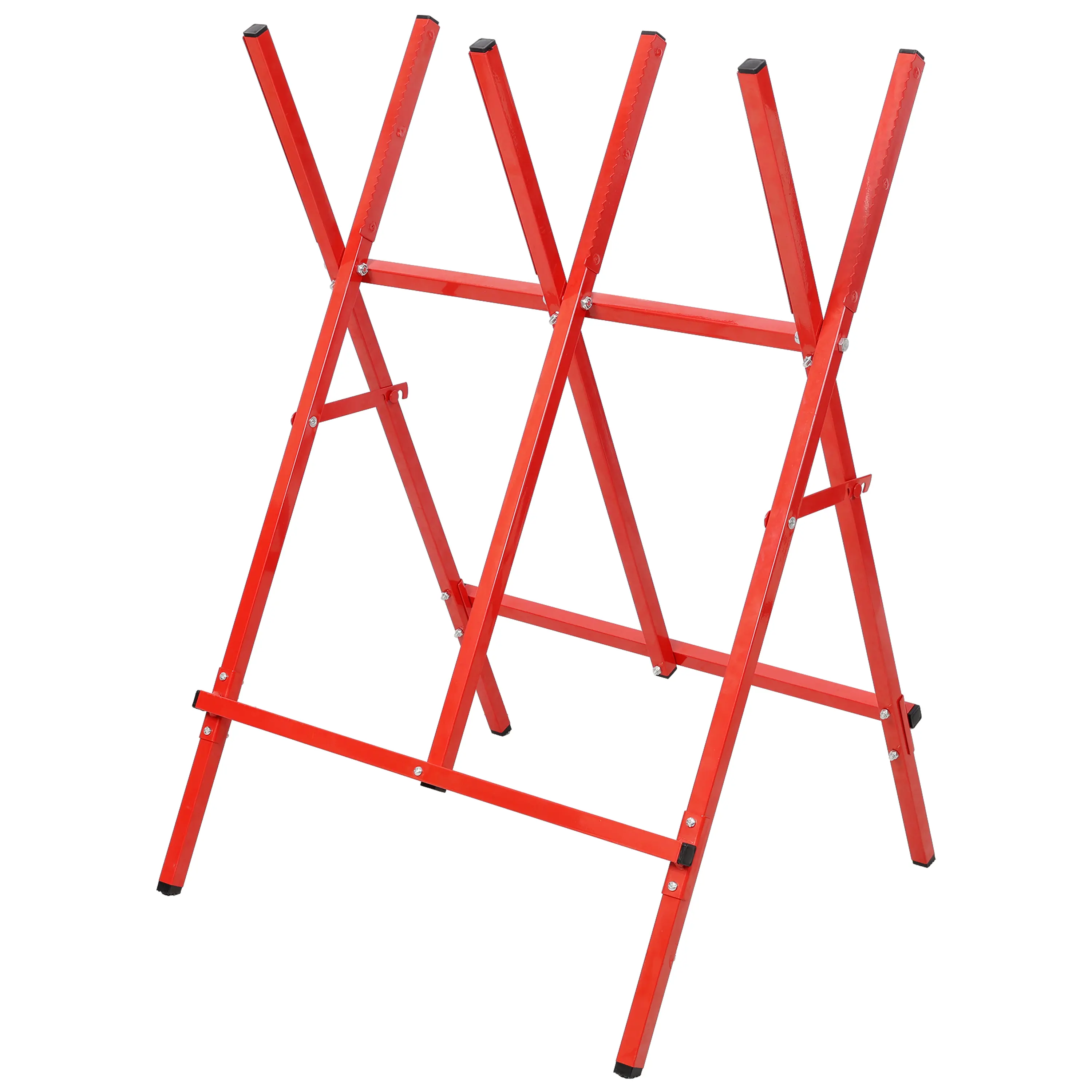 Foldable Saw Horse - Adjustable Height, Adjustable Width, Durable Construction, Non-Slip Pads, Lightweight Portable Wood Cutting Support Stand for Job Sites, 220 LBS Max Load Capacity
