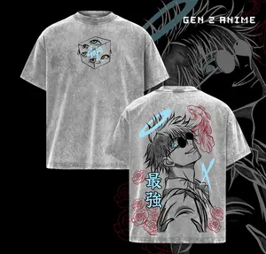 Gojo Satoru Vintage Washed Oversized T-Shirt – Jujutsu Kaisen Anime Graphic Tee, Soft Cotton Casual Streetwear Apparel, Unisex Top, Gift for JJK Fans, Anime Aesthetic Outfit