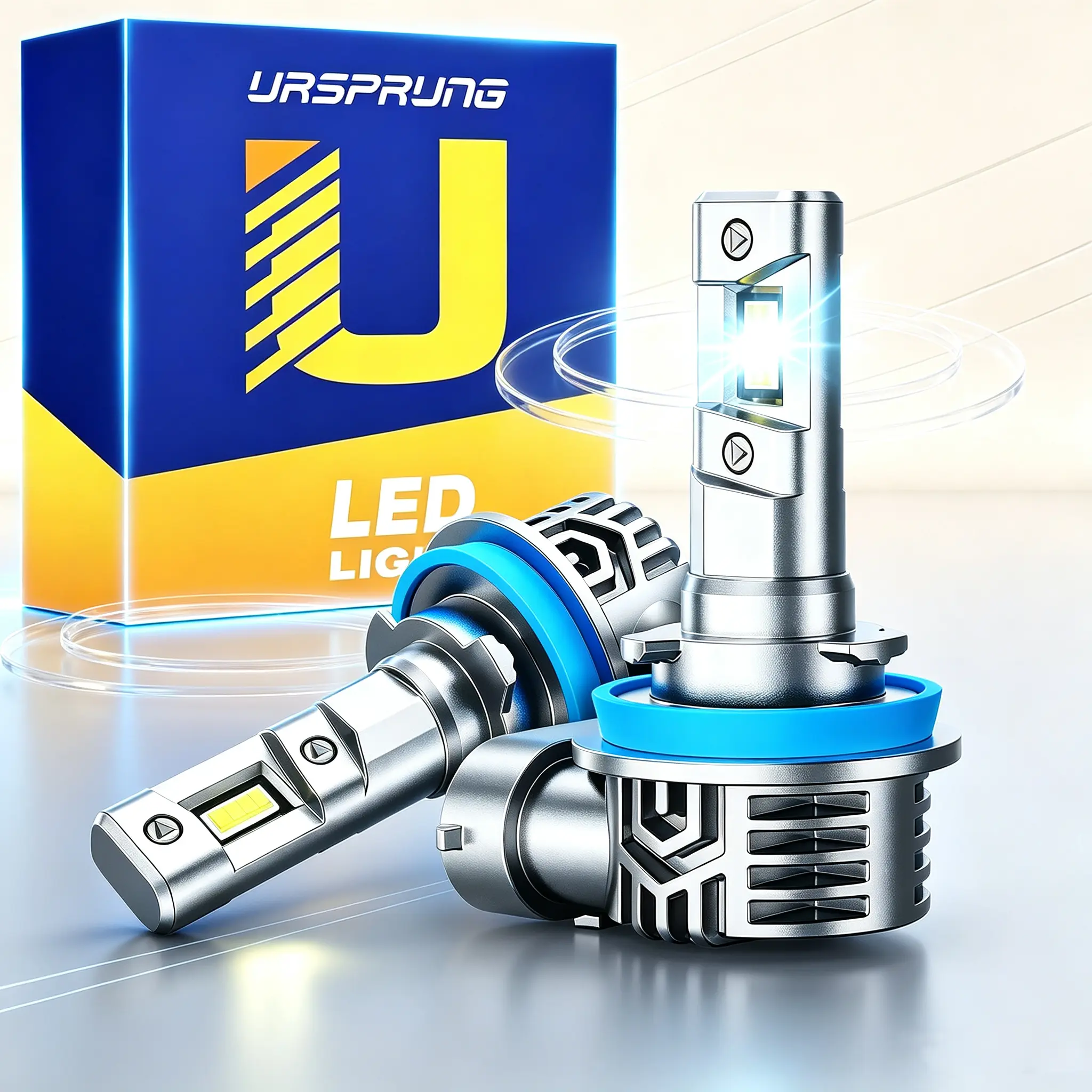 H11 H8 H9 LED Light Bulbs, 700% Brighter, 6500K Cool White, 60000Hrs Service Life, Plug‑and‑Play Auto Headlight Bulb