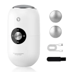 Rechargeable Electric Foot File with Stainless Steel Head, Portable Foot Grinder for Cracked Dry Heels and Calluses