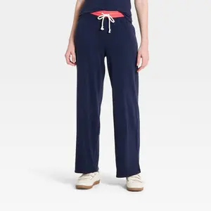 Women's Mid-Rise Rib Knit Full Pull-On Pants - Universal Thread Navy Blue M