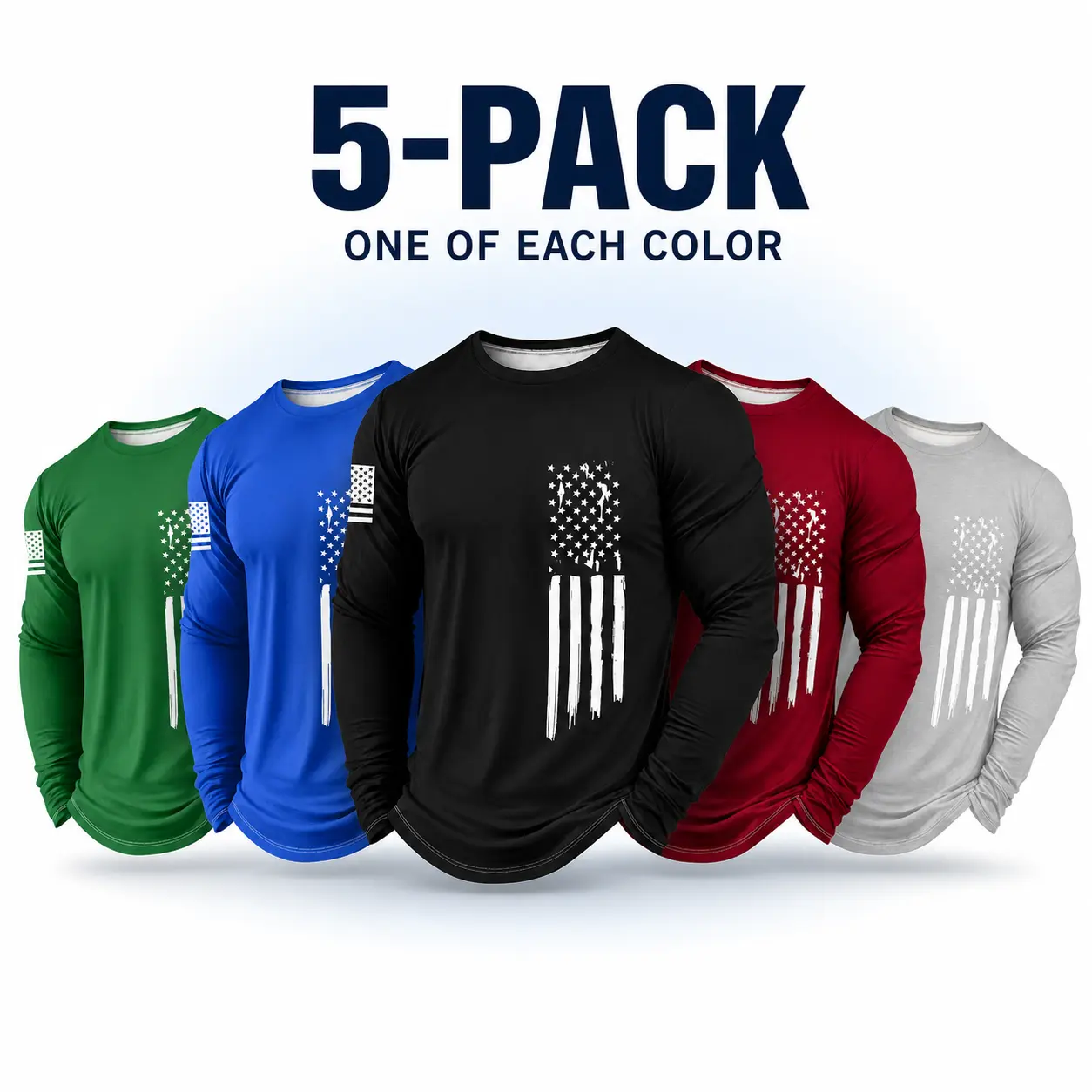 Men's 5-piece long sleeved T-shirtlightweight plain color lining Patriot Apparelmen's clothing suitable for gym sports wear,quick drying breathable fabric for daily casualwear, spring and autumn men's clothingAthletic Apparel Athletic Mesh