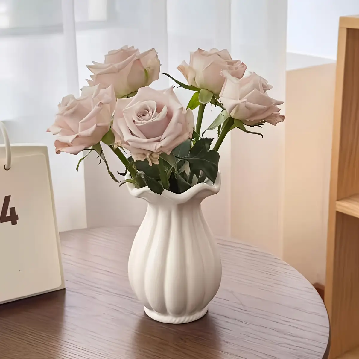 Modern Ceramic Vase - Porcelain Home Supplies, Light Luxury Nordic Minimalist Elegant Decor, 0-50 cm Round Shape White Vase for Fresh Flowers, TV Cabinets Display