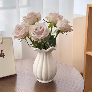 Elegant Ceramic Vase with White Interior - Light Luxury, High-End Design for Fresh Flowers and Soy Sauce, Nordic Minimalist Home Decor, Perfect for TV Cabinets and Foyer Decoration, Vases Home Decor