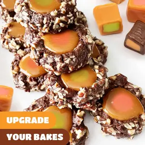 Caramel Cubes Candy Mix - 2 Pound Pack 150 Count - Filled Creamy Caramels Individually Wrapped - Vanilla, Chocolate, Apple, Strawberry - Assorted Chews