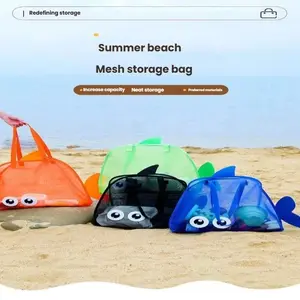 Large Capacity Beach Storage Bag, Portable Foldable Mesh Bag for Sea Fishing, Travel Essentials, Durable & Convenient Design