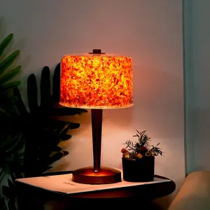 Himalayan Salt Mine Lamp, USB Powered Desk Lamp, Hand Painted Wood Grain Adjustable Brightness Lamp, Nightstand Lamp, Adjustable Desk Light for Bedroom, Desk, Living Room