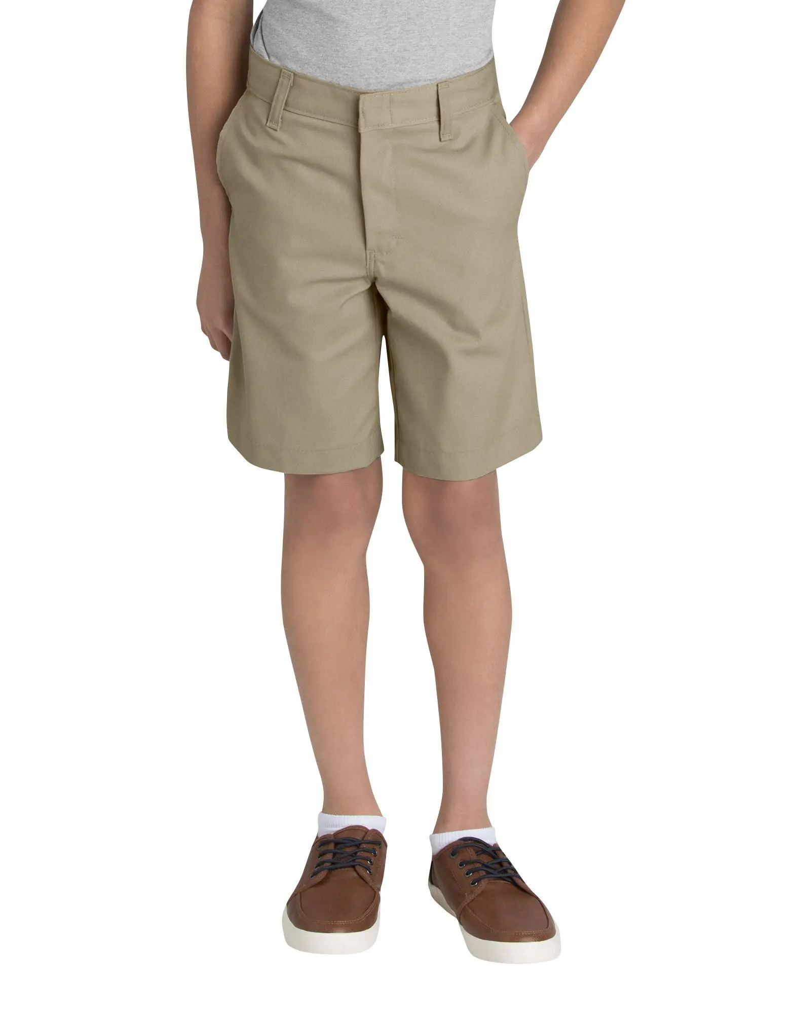 Dickies Menswear Men's Classic Fit Flat-Front Shorts, 12" Inseam, Plain Wrinkle-Resistant Stain-Resistant Fabric, Hook-and-Eye Closure, Casual, Welt Pockets, Pocket, Button+Hook, Below Waist
