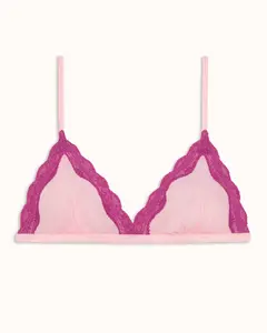 Mesh Triangle Bralette in Pink Cherub - Sheer 4 Way Stretch Fabric Flattering Design for Effortless Elegance