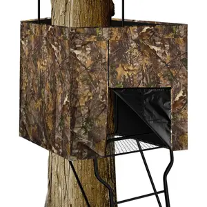 OUTDOOR 142"x35.5" Hunting Blinds, Deer Hunting Tree Stand Blind Cover, Universal Camo Tripod Deer Stand Accessories for Turkey, Elk, and Moose Hunting, Large Size with Silent Zips and 2