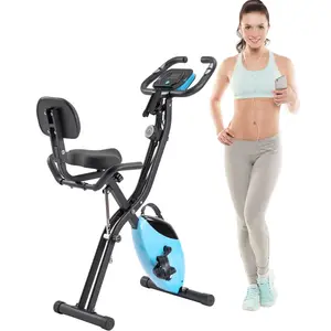 Direct Wicker UBS-MS187237AAM Folding Exercise Bike, Fitness Upright and Recumbent X-Bike with 16-Level Adjustable Resistance, Arm Bands and Backrest