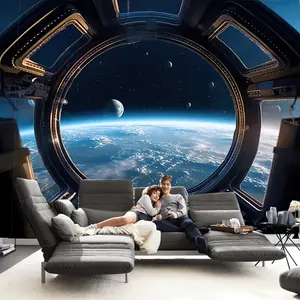 1pc 2D Flat Sci-fi Space Planet Print Tapestry, Polyester Tapestry, Wall Hanging for Living Room Bedroom Office, Home Decor Room Decor Party Decor, with Free Installation Package