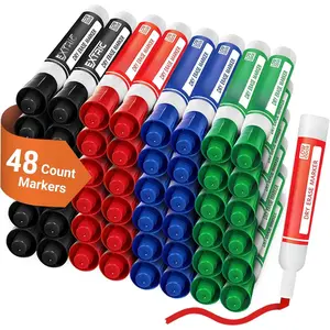 Dry Erase Markers Bulk Set of 48, Whiteboard Markers Bulk 4 Colors Chisel Tip White Board Markers, Red Blue Green Black Dry Erase Marker