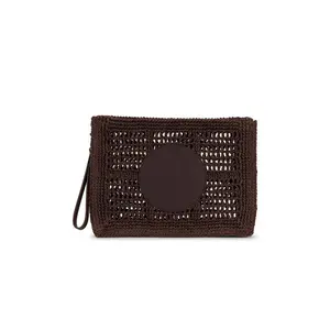 Tory Burch Ella Hand-crocheted Pouch in Dark Cocoa