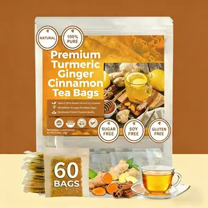 60 Bags Premium Turmeric Ginger Cinnamon Tea Bags | Sugar & Gluten Free | Natural Anti-Inflammatory Wellness Drink  #TurmericTea #HealthyLiving
