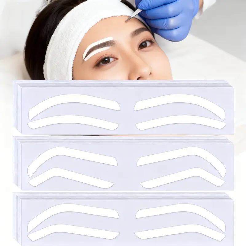 30 Pairs Eyebrow Stencil Stickers, Disposable Airbrush Eyebrow Stencils Shape Tape Brow Mapping Guide Auxiliary Stickers Air Brush Eyebrow Tattoo Template for Tinting Makeup