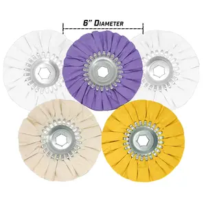 Maverick Abrasives | 6" Mini Airway Buffing Wheels for Automotive and Industrial Use - For Aluminum & Stainless - Mill Treatments by Stiffness - Use With 3" Mini Insertable Flanges - 5"/6" Variable-Speed Grinder Compatible