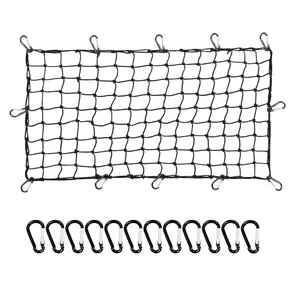 Big Ant Bungee Cargo Net 23" x 43" Cargo Net for Roof Rack, Small 4"x 4" Mesh Heavy Duty Cargo Netting with 12 Metal Carabiners