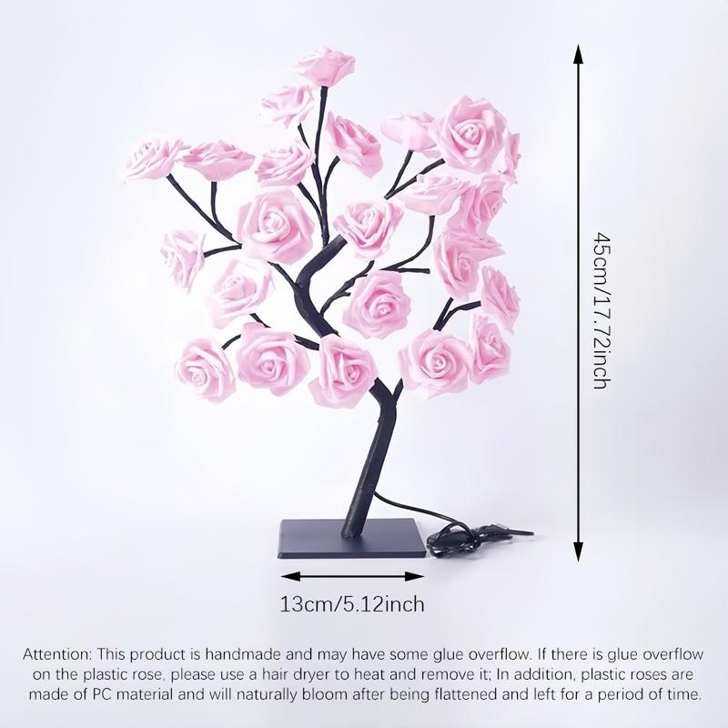 Rose-shaped tree night light, USB-powered, desktop lamp, bedroom lighting, holiday decorative lights, interior decor, Valentine's Day gift, home decor, decorative lamp