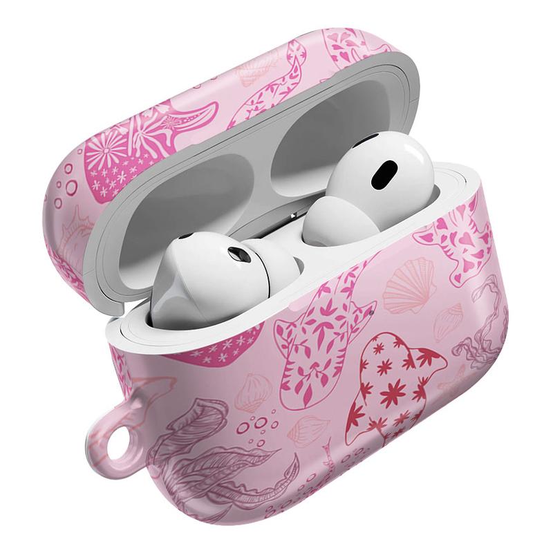 Whimsical Ocean Shark AirPods Case – Cute Sea Life Design with Starfish, Seashells & Coral Details, Aesthetic Marine Theme Protective Cover, Coastal Beach Style Accessory, Trendy Gift for Him & Her, Summer Ocean Lover AirPods Case