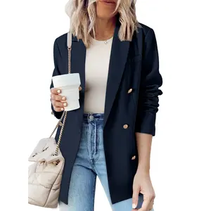 Dokotoo Womens Double Breasted Blazer Jackets Casual Blazers Open Front Long Sleeve Lapel Collar Work Office Jackets Blazer
