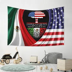 Proud Mexican American Flag Decorative Tapestry Tapestries Wall Hanging Art Decoration for Bedroom/Living Room/Dorm. Synthetic