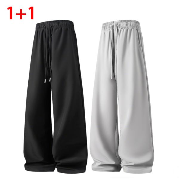 2PACK Men's Oversized Wide Leg Pants  Trendy Drawstring Casual Trousers, Comfy Summer Streetwear & Lounge Pants