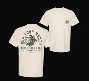 Gavin Adcock Western T-Shirt – “Run Your Mouth, Don’t Look Back” Cowboy Graphic Tee, Country Music Rodeo Style, Unisex Cream Cotton, Graphic Tee, Unisex Fashion, Full Color, Full Size, For Men, For Women
