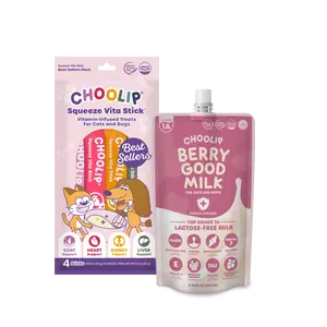 Choolip Daily Care Starter Bundle – Berry Good Milk + 4 Best-Selling Squeeze Vita Sticks for Dogs & Cats (Hydration + Targeted Support) Supplements Vitamin