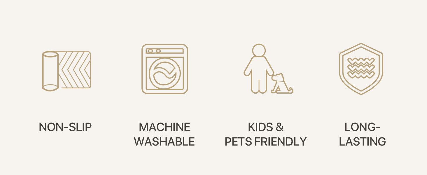 GENIMO Foldable Floral Rugs Boho Vintage Decor for Every Room Machine Washable, Non-Slip, Pet & Kid Friendly