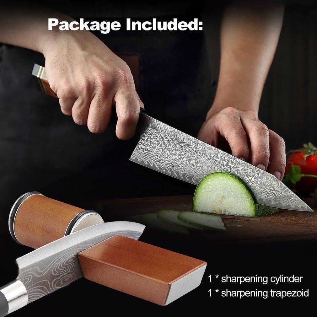 Rolling Knife Sharpener Set, 15°20° Kitchen Knife Magnetic Rolling Knife Sharpener, Diamond Sharp Curve Knife Sharpener, Wooden Handle Sharpening Stone, Diamond Ceramic Knife Sharpening Set for honing knives sharpening Kitchen Gadgets Steel Kitchenware