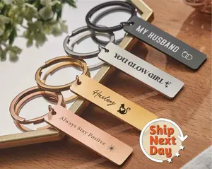 Monogram Key Chain for Men Custom Metal Keychain, Charm Stainless Steel Key Chain, Valentine's Day Gifts for Boyfriend, Anniversary Gift WKN