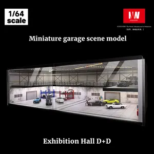 Diorama 1/64 Scale  Car Showroom Model with LED Mini Car Garage Model City Parking Lot Diecast Car Display Case for Hot Wheels Collection Gift Toys