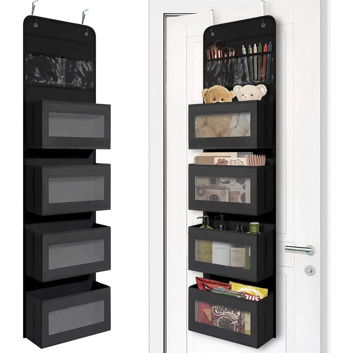 Heavy Duty Over Door Organizer, Wall Mount Hanging Organizer Storage with 4 Large Capacity Pockets, Closet Bathroom Nursery Bedroom Dorm, Hangable
